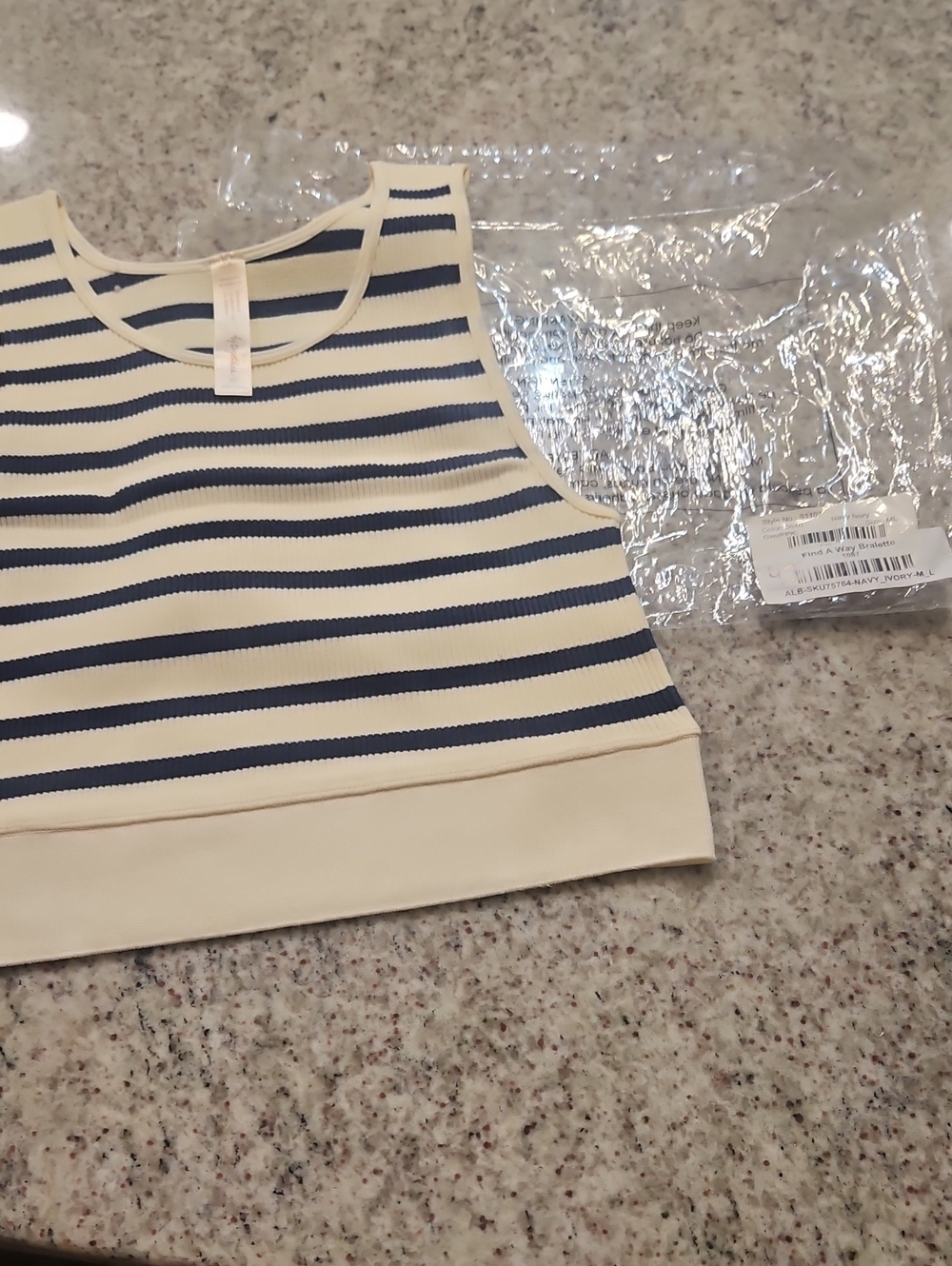 By Together Striped Crop Tank - Cream & Navy
